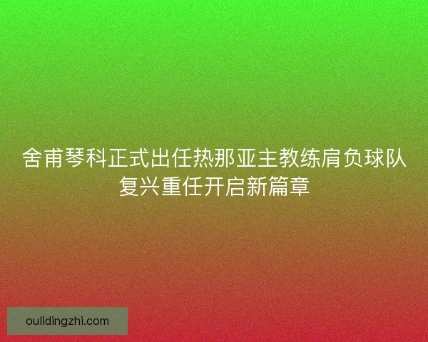 舍甫琴科正式出任热那亚主教练肩负球队复兴重任开启新篇章